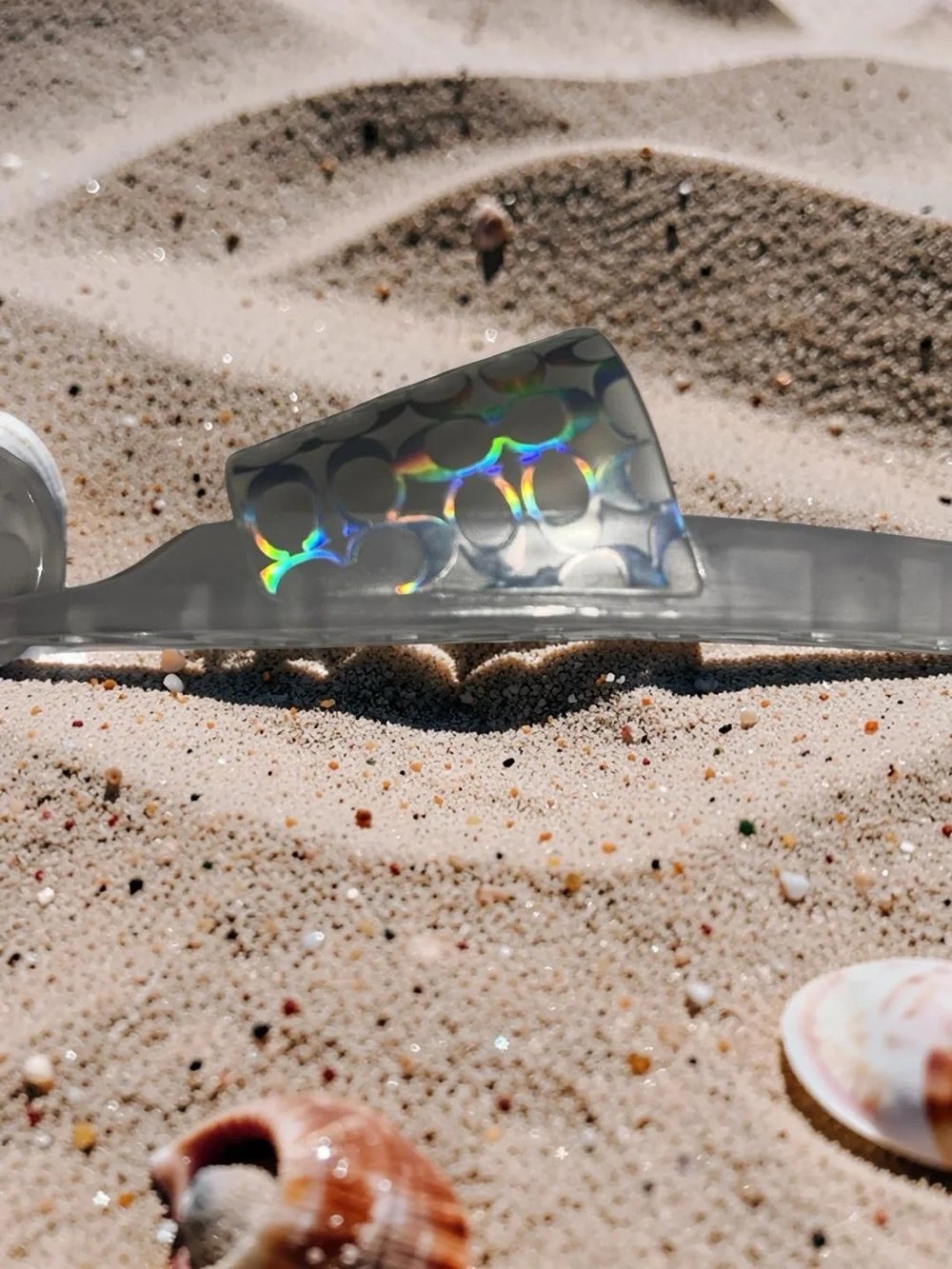 Coach Clear Iridescent Logo Jelly Pool Slides Slip On Sandals Size 10 Women's